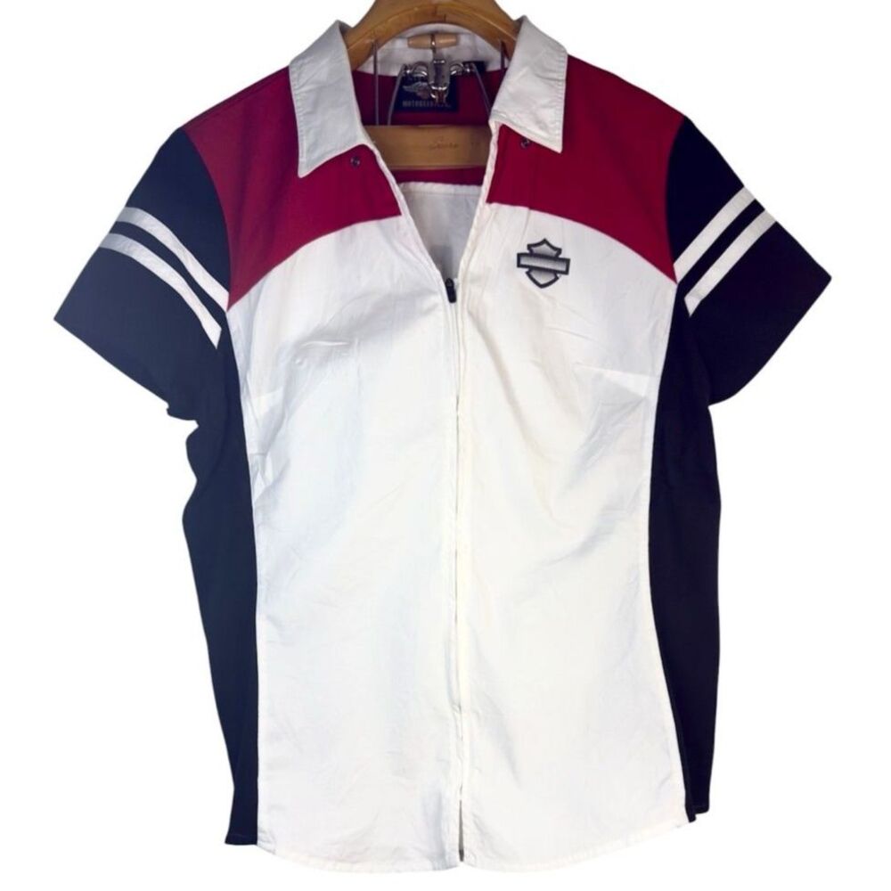 Harley Davidson Classic Colorblock Zip Front Shirt Size: XL